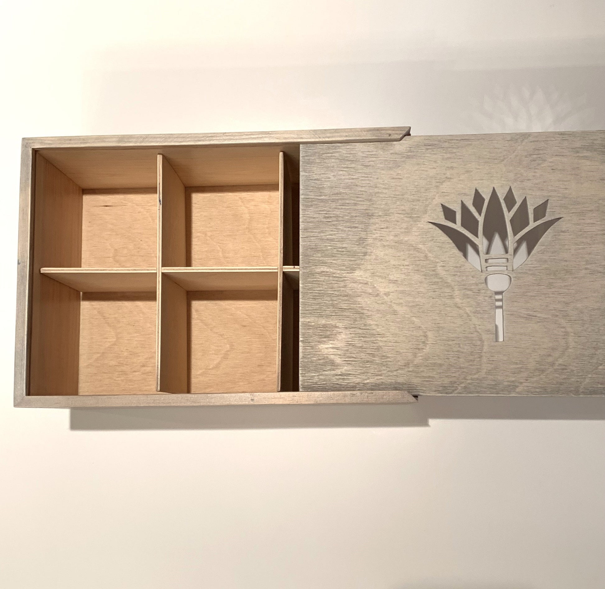 Wood Box With Lotus