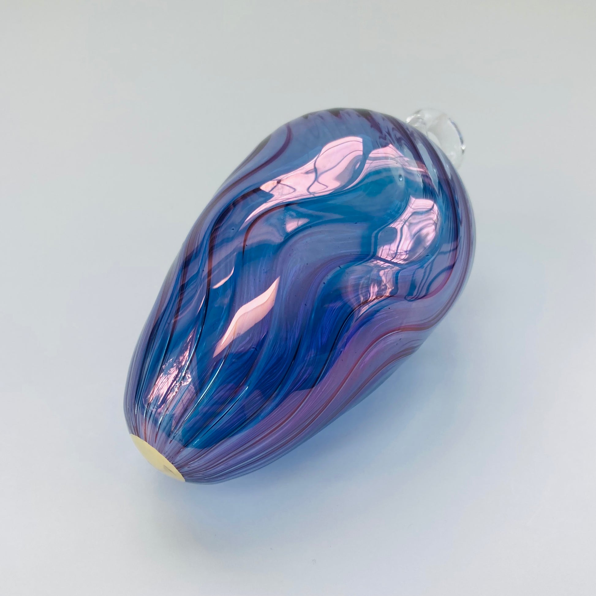 Blown Glass Egg Ornament - Wavy Very Peri