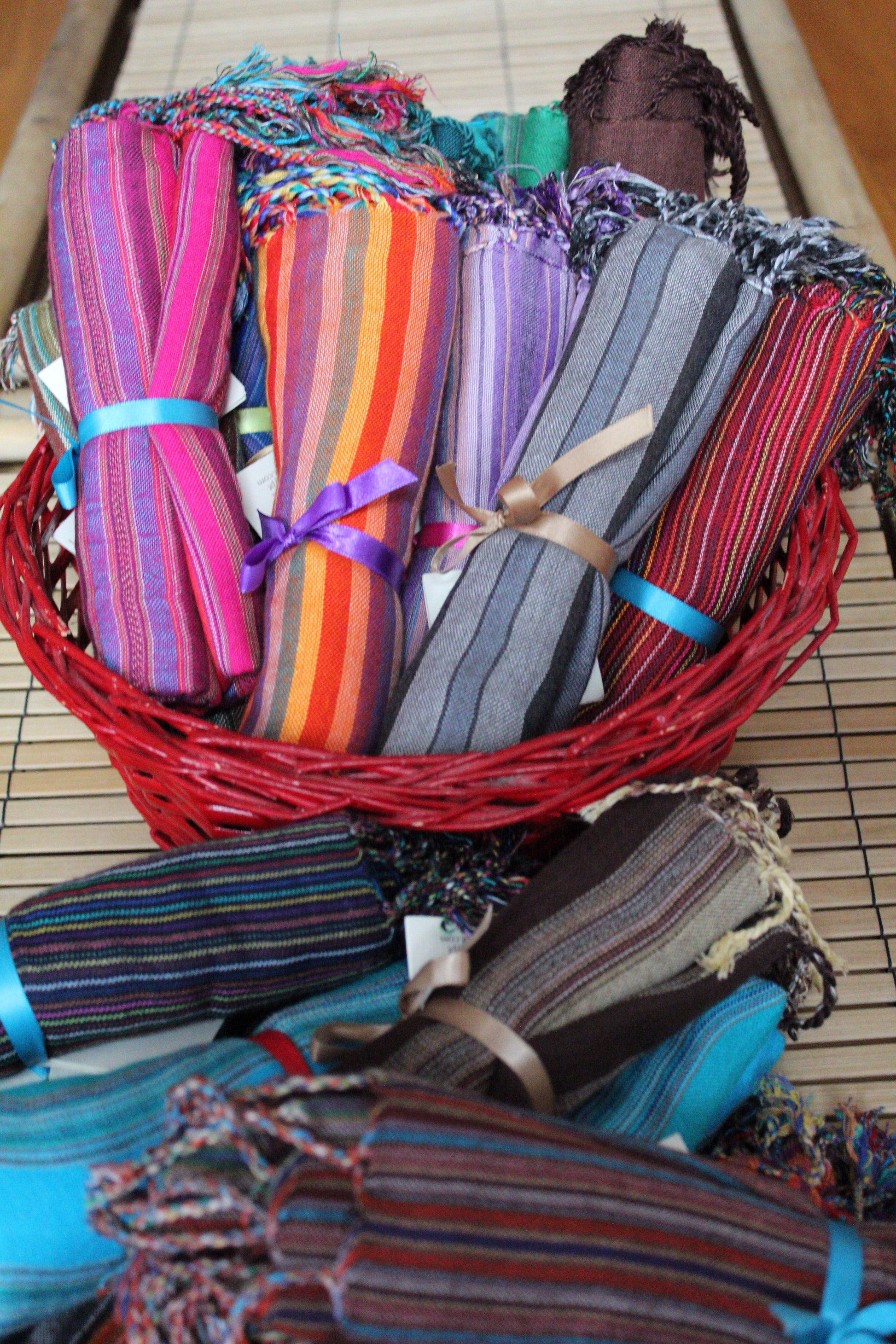 Small Striped Handwoven Scarf - Brights